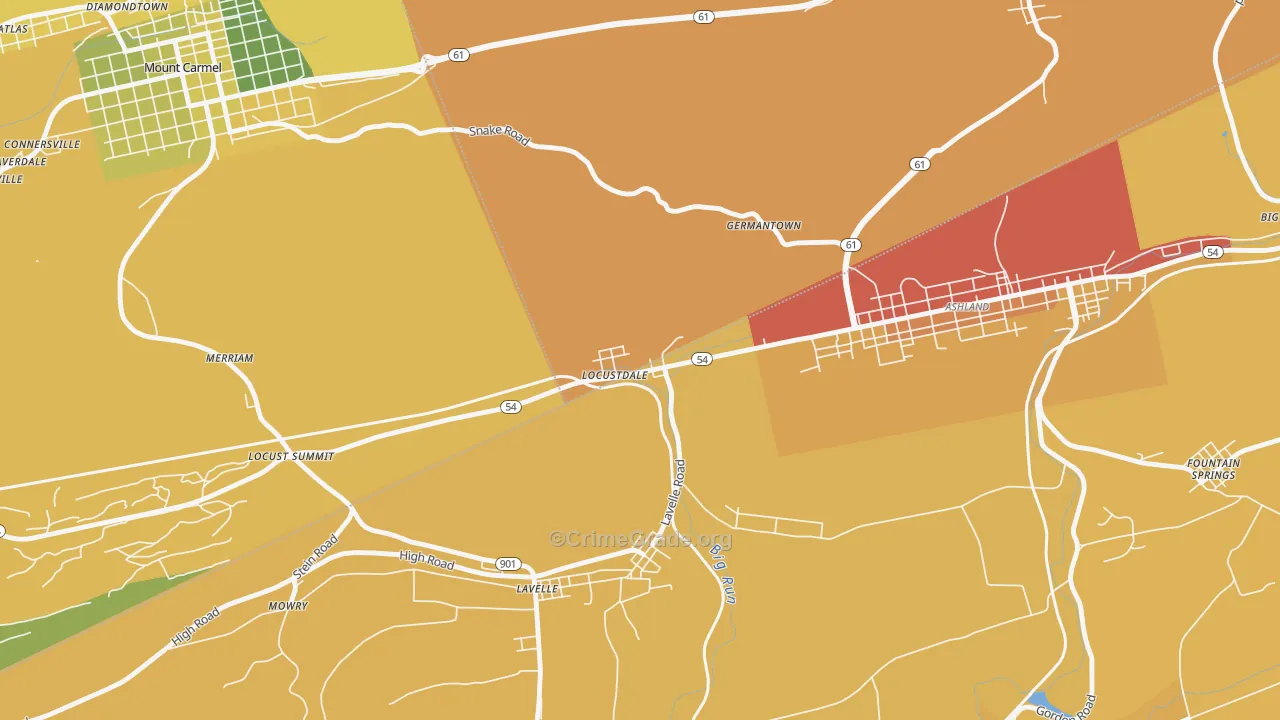 Locustdale, PA Map of Burglary Rates