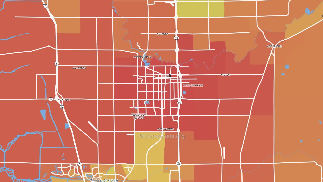 Lodi, CA Map of Burglary Rates