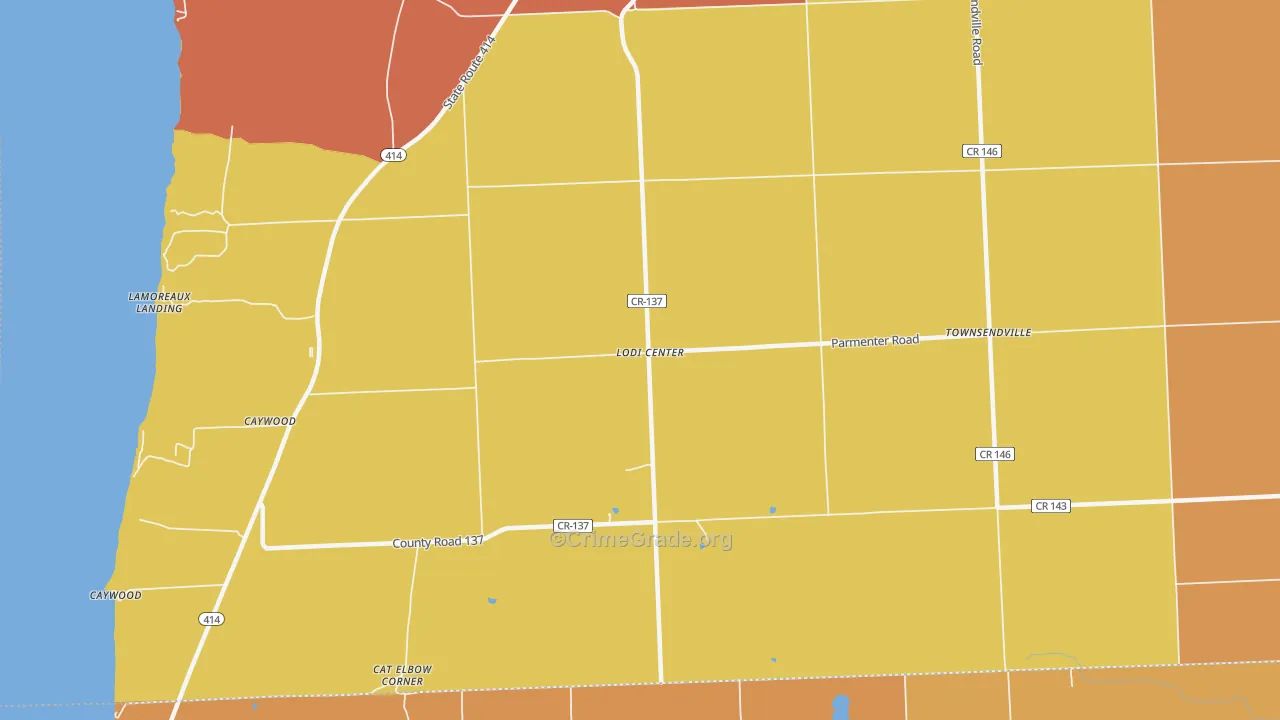 Lodi Center, NY Map of Burglary Rates
