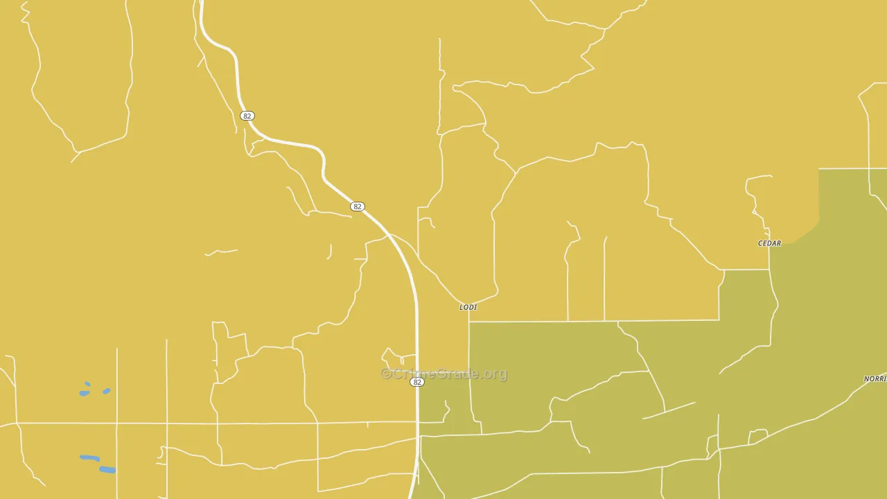 Lodi, OK Map of Burglary Rates