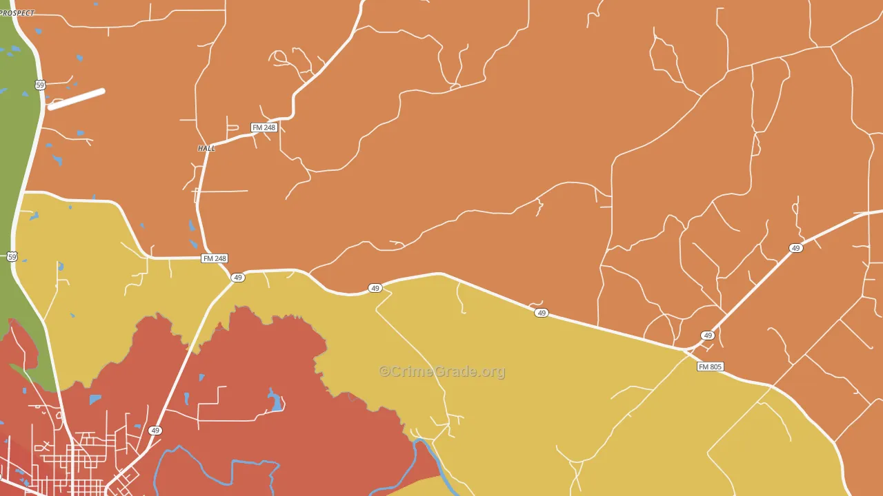 Lodi, TX Map of Burglary Rates