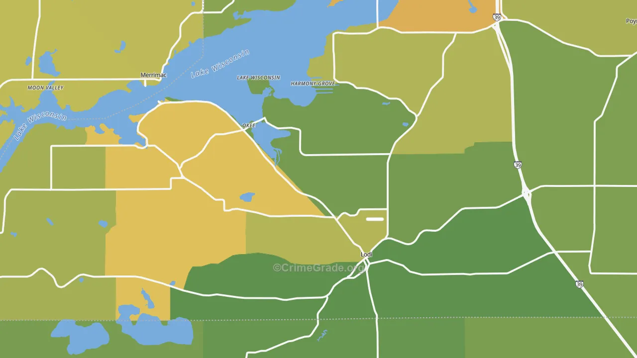 Lodi, WI Map of Burglary Rates