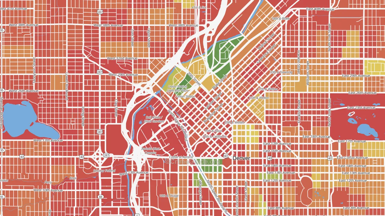 Lodo, Denver, CO Map of Burglary Rates
