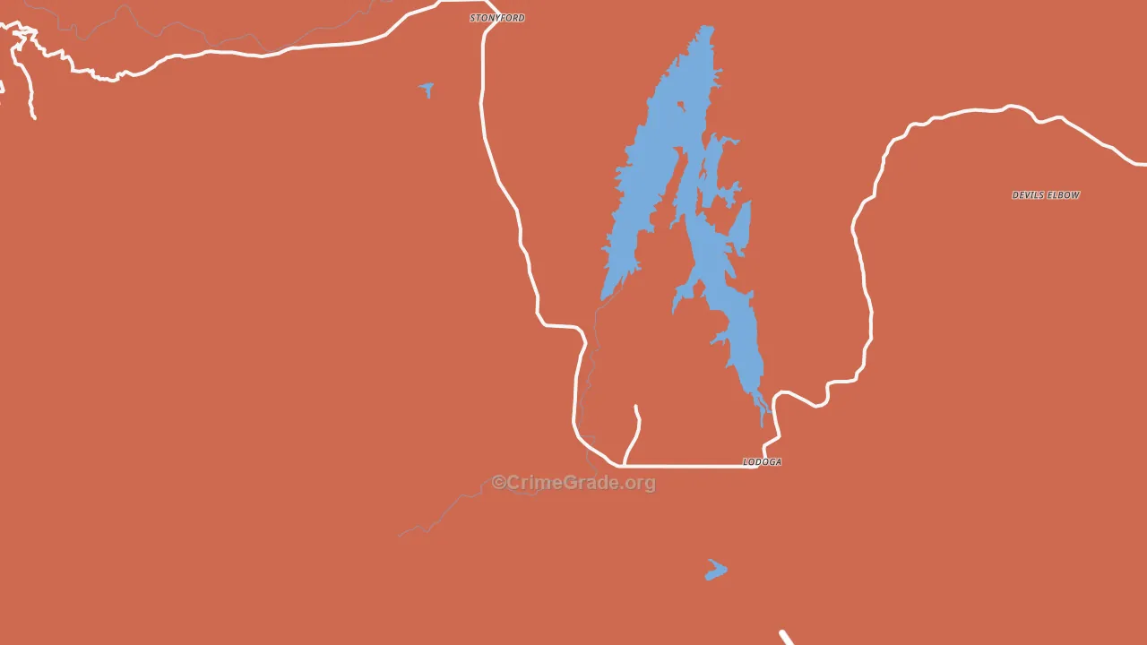 Lodoga, CA Map of Burglary Rates
