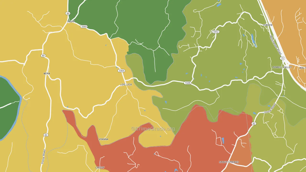 Log Lick, KY Map of Burglary Rates