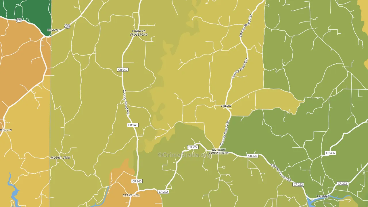 Logan, AL Map of Burglary Rates