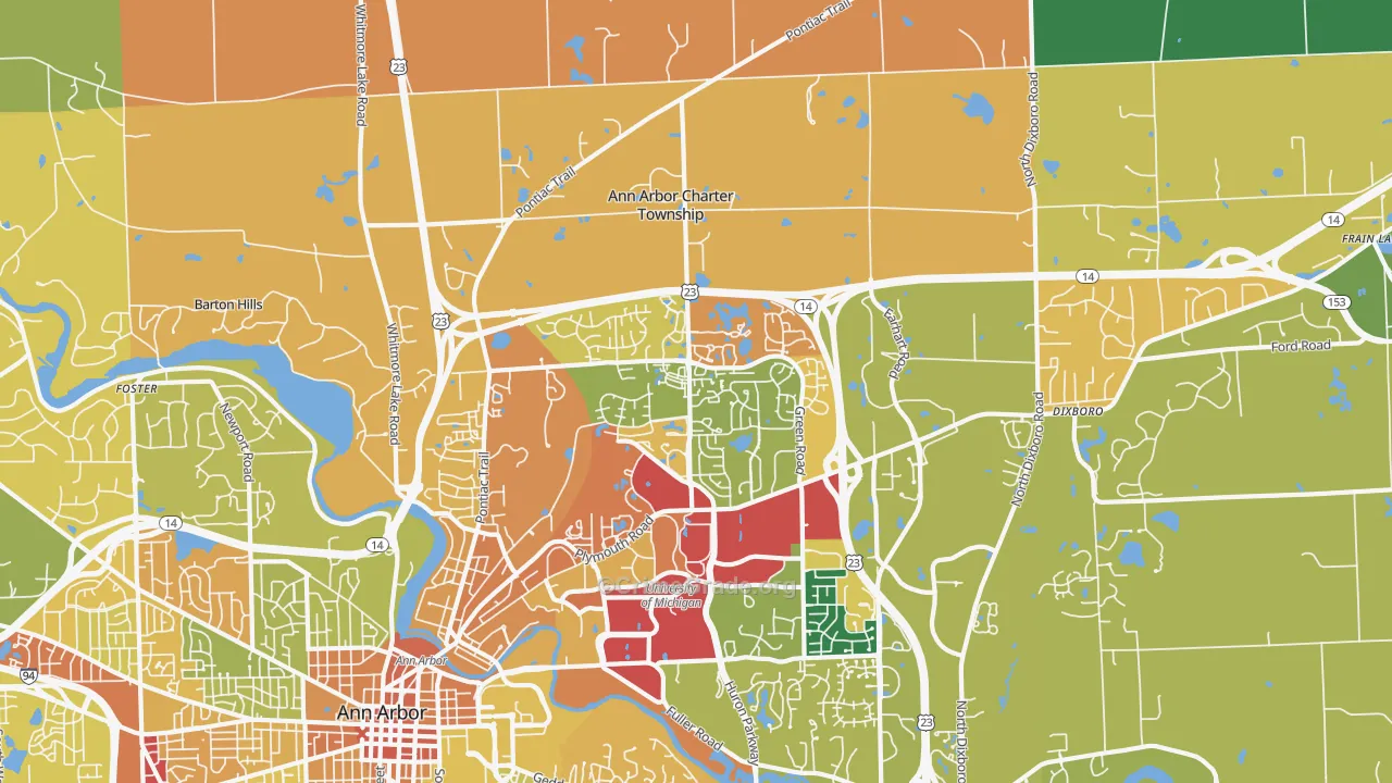 Logan, Ann Arbor, MI Map of Burglary Rates