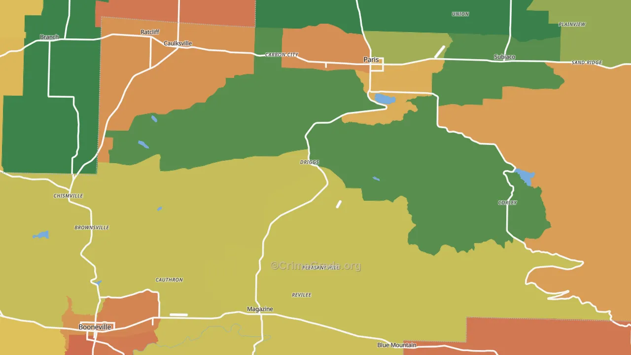 Logan County, AR Map of Burglary Rates