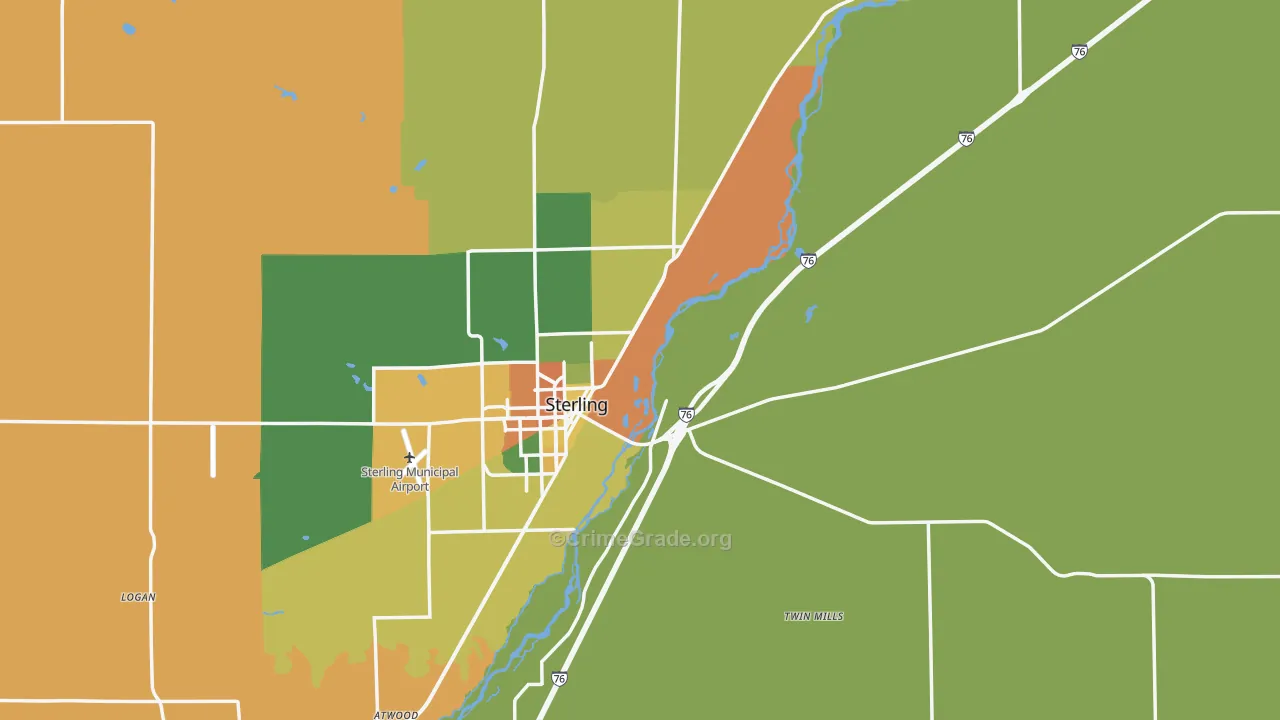 Logan County, CO Map of Burglary Rates