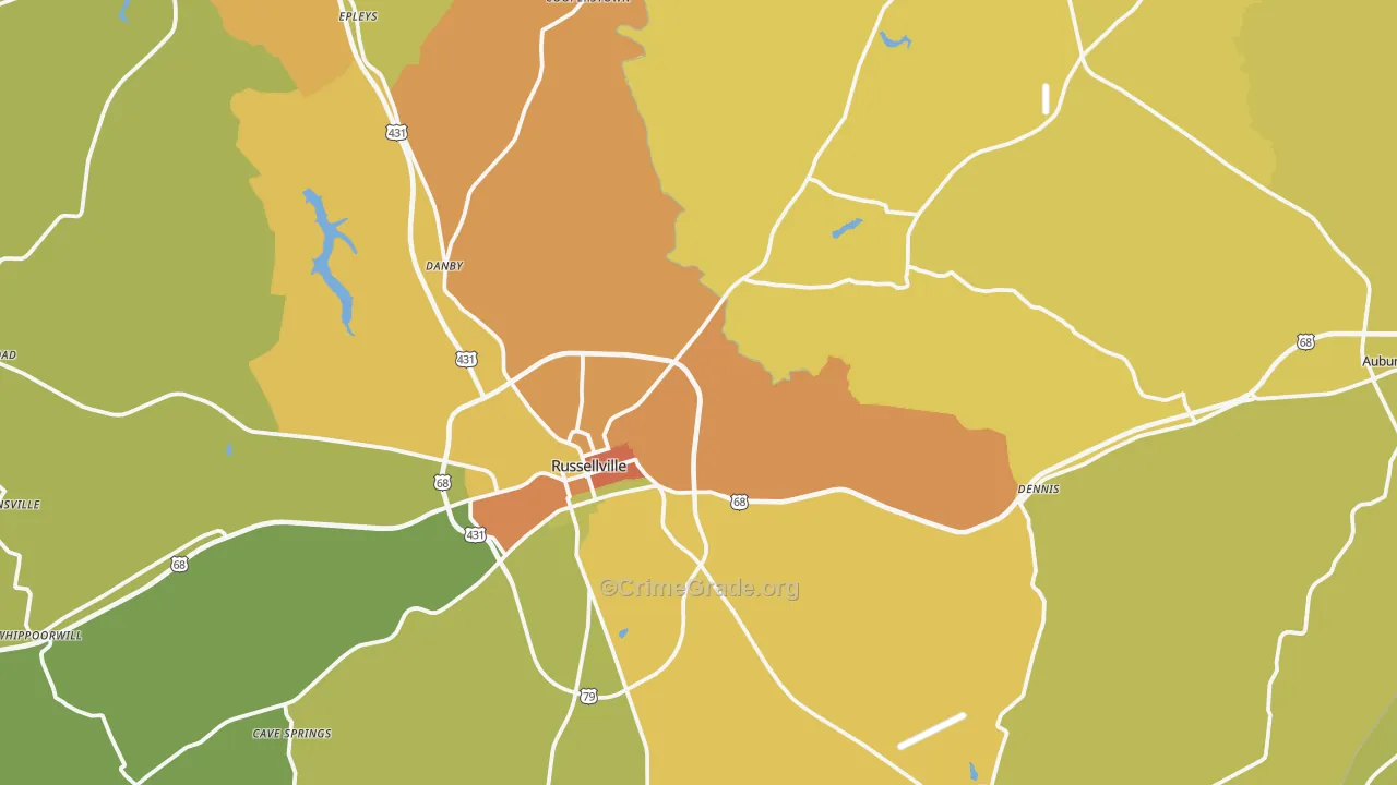 Logan County, KY Map of Burglary Rates