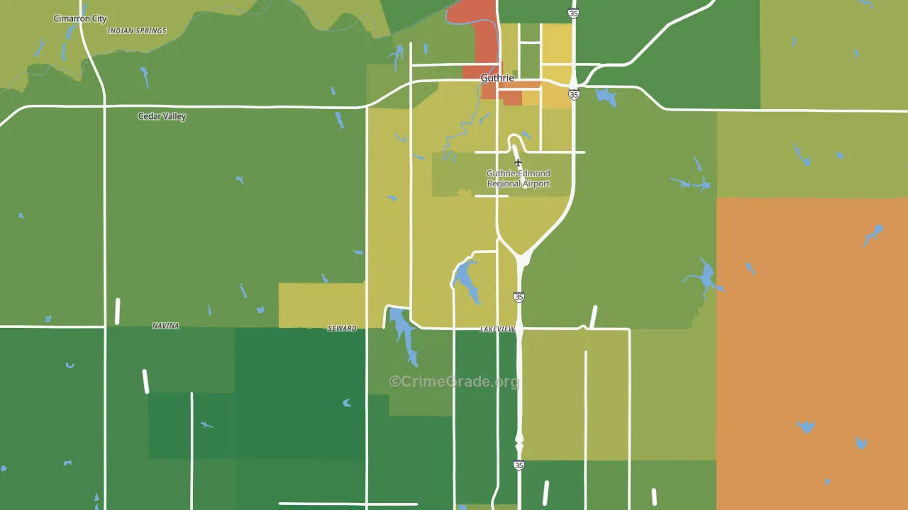 Logan County, OK Map of Burglary Rates