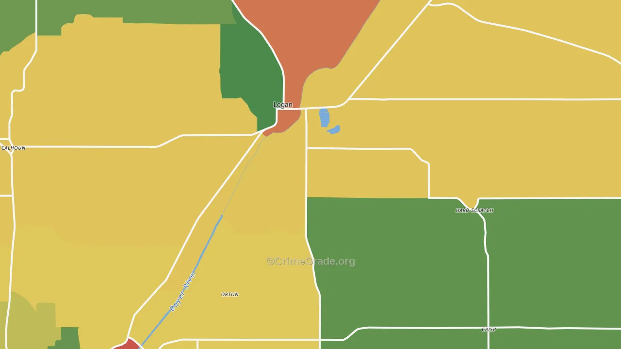 Logan, IA Map of Burglary Rates