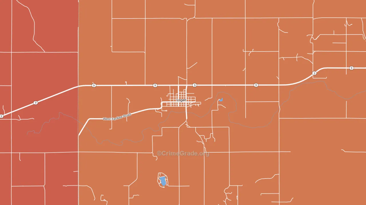 Logan, KS Map of Burglary Rates