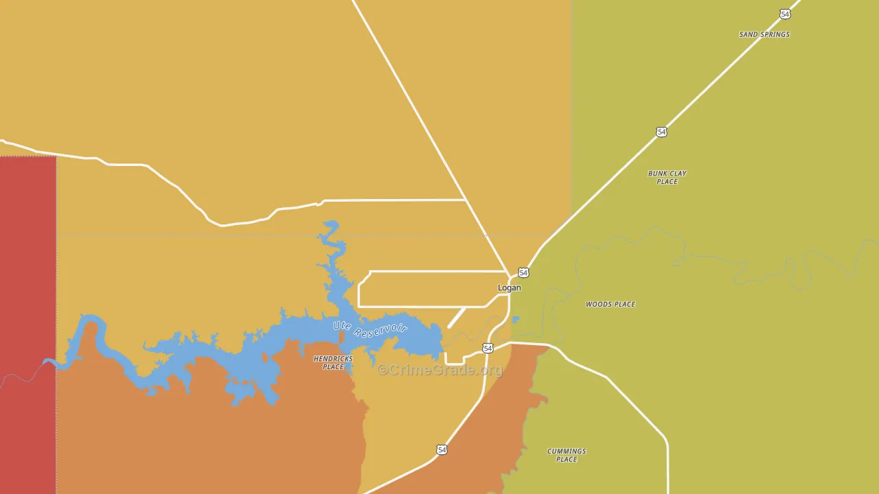 Logan, NM Map of Burglary Rates