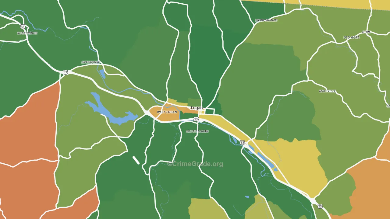 Logan, OH Map of Burglary Rates