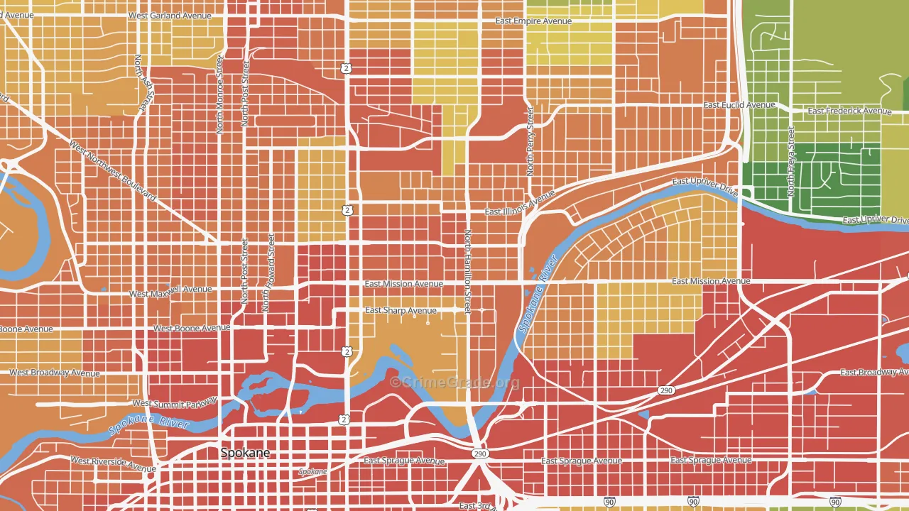Logan, Spokane, WA Map of Burglary Rates