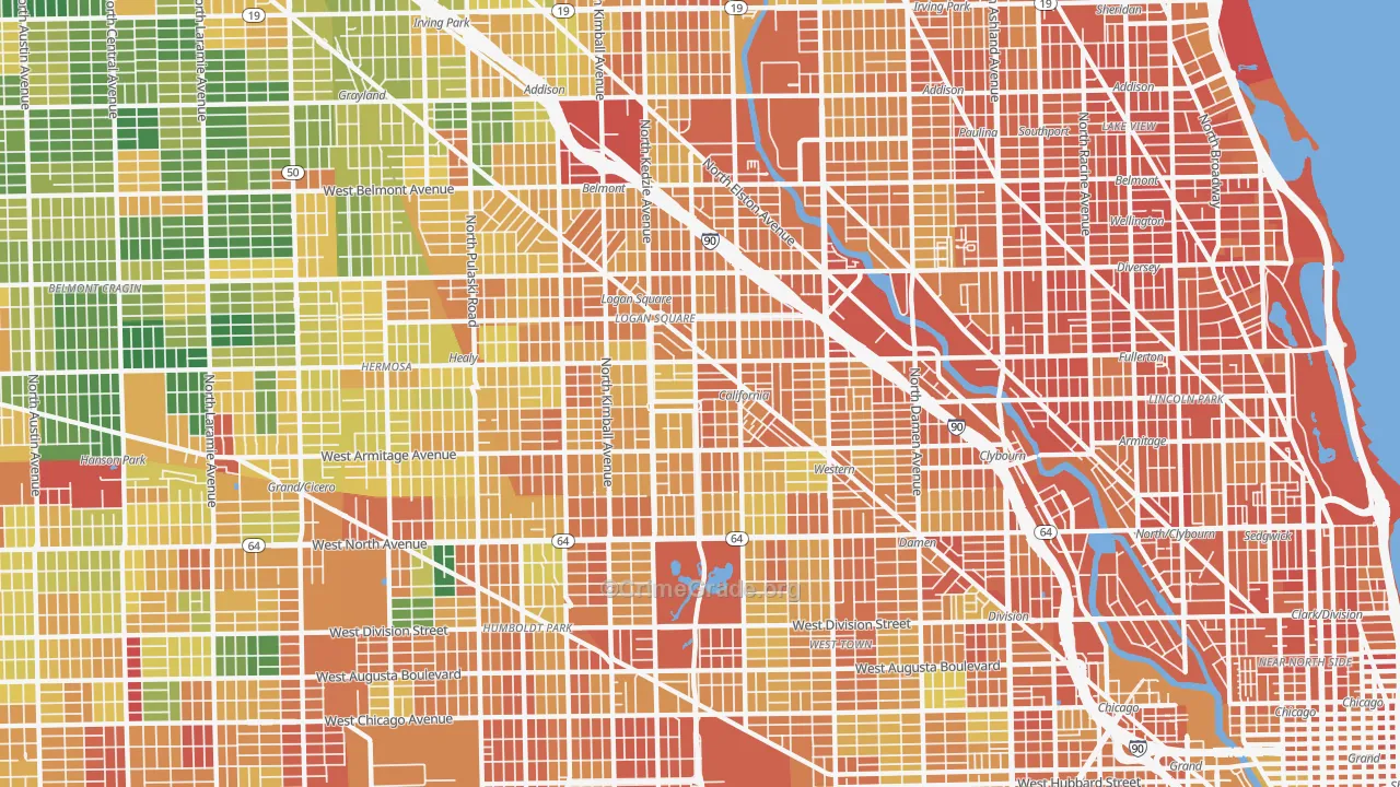Logan Square, Chicago, IL Map of Burglary Rates
