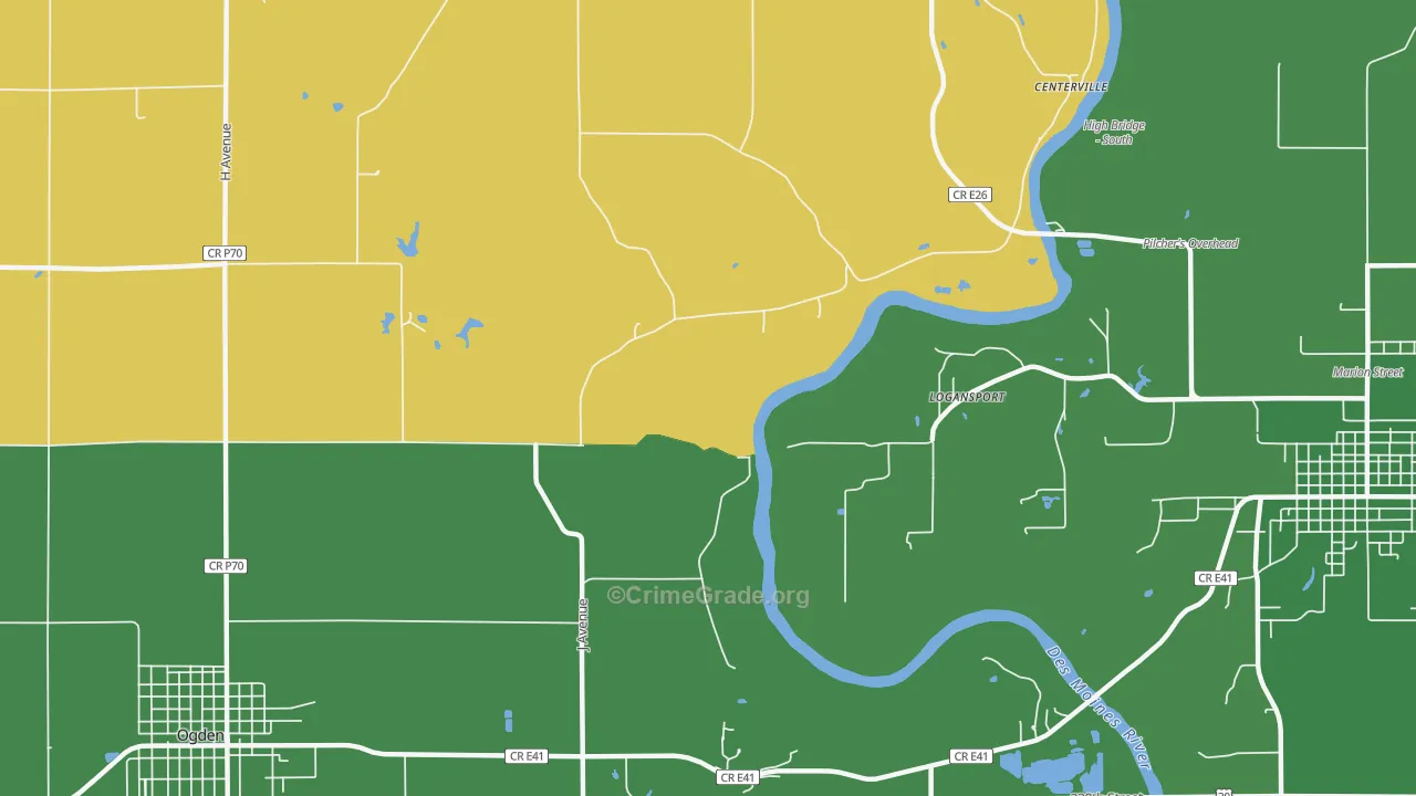 Logansport, IA Map of Burglary Rates