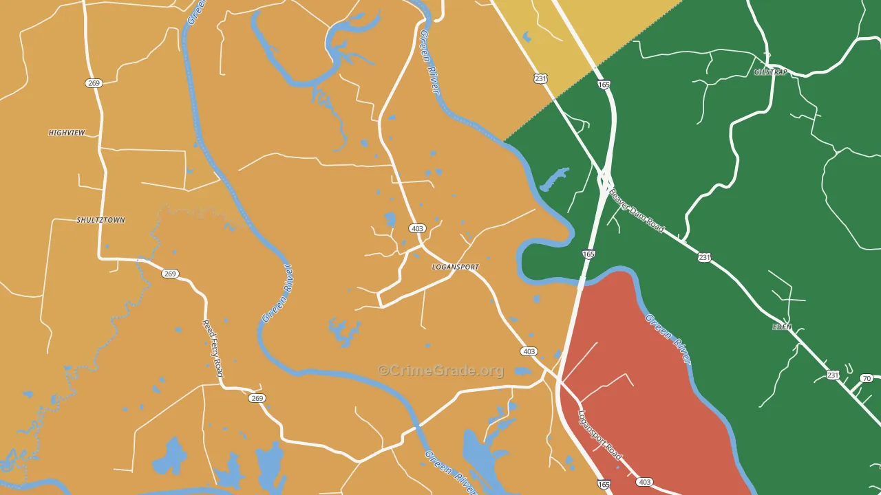 Logansport, KY Map of Burglary Rates