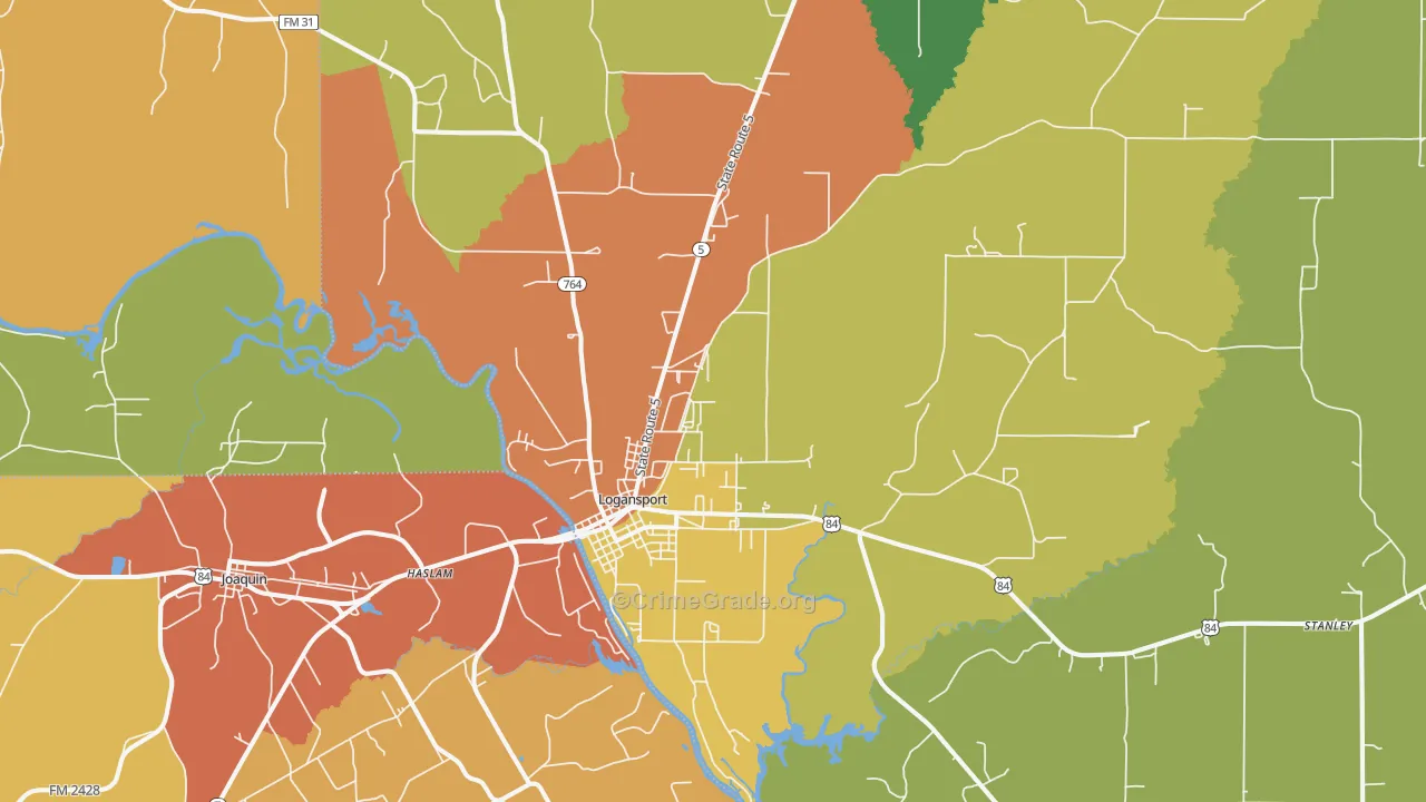 Logansport, LA Map of Burglary Rates