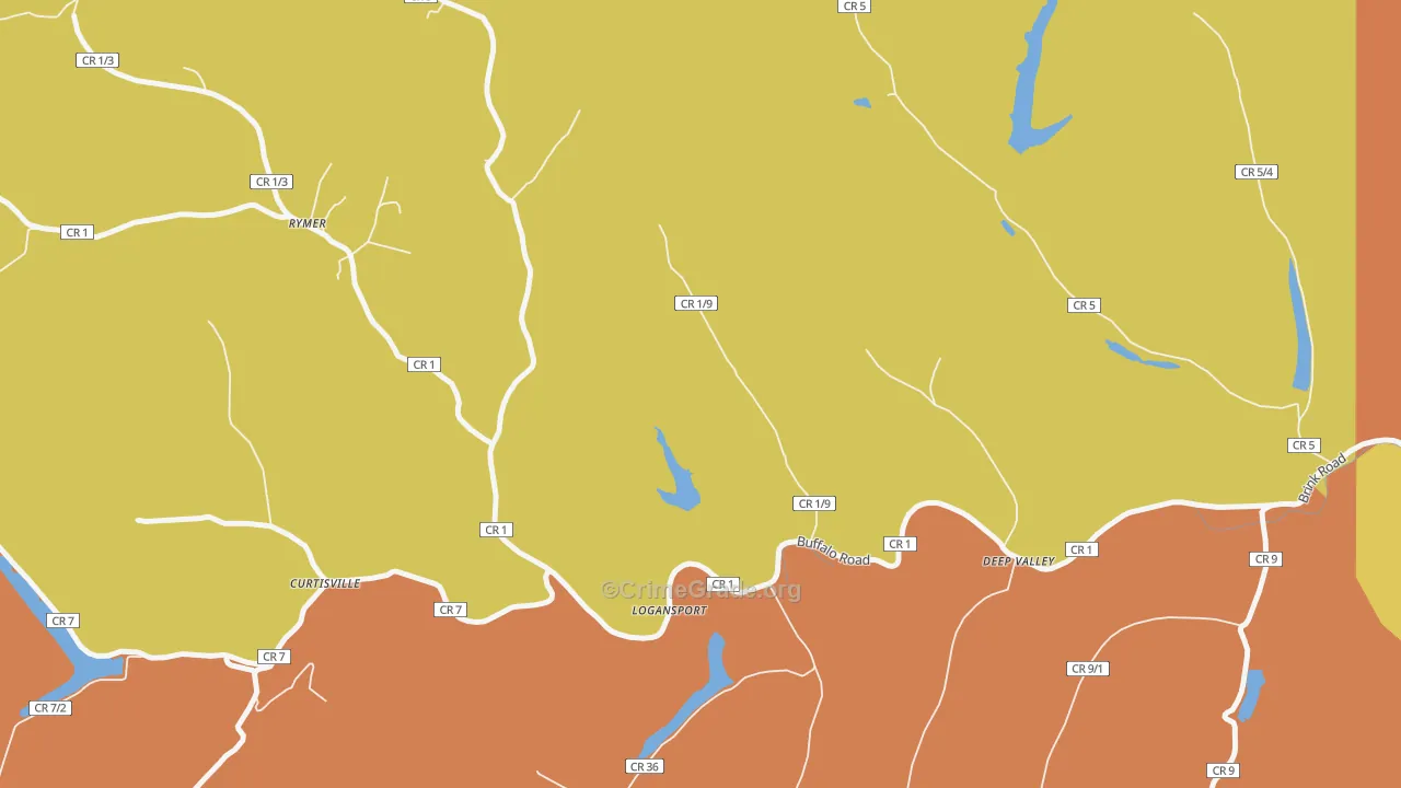 Logansport, WV Map of Burglary Rates
