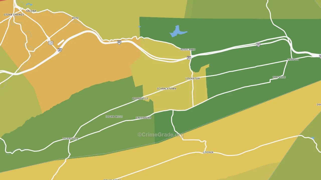 Loganton, PA Map of Burglary Rates