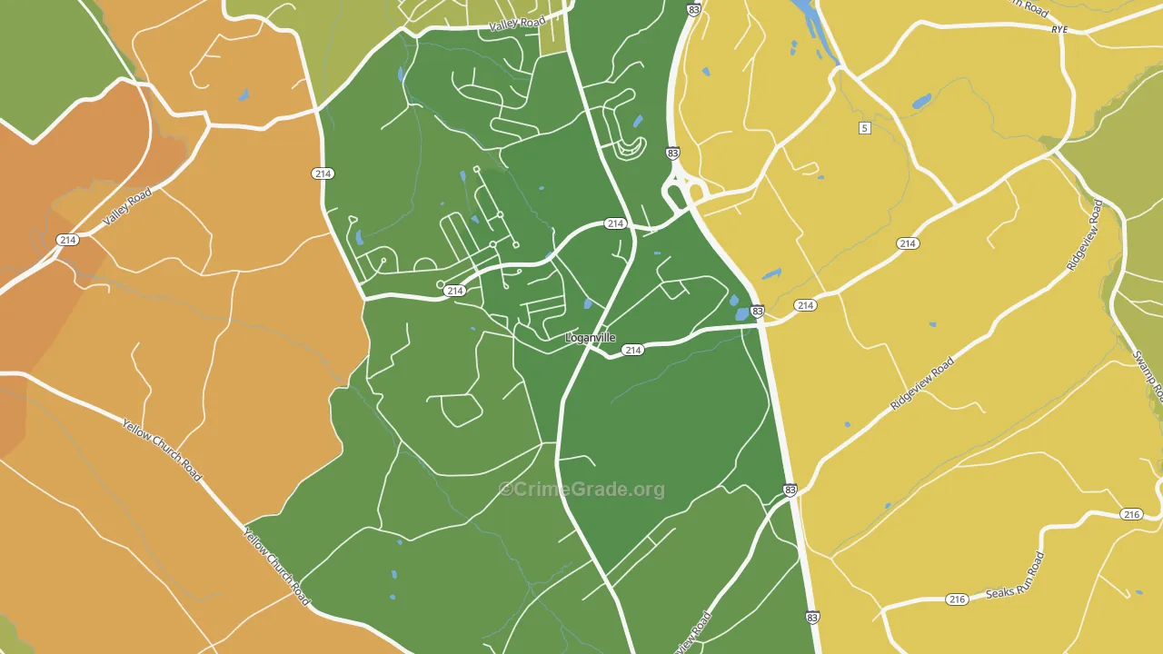 Loganville, PA Map of Burglary Rates