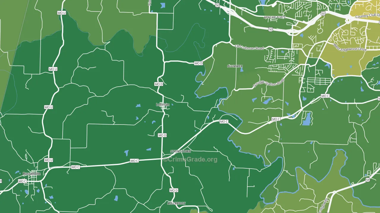 Lohman, MO Map of Burglary Rates