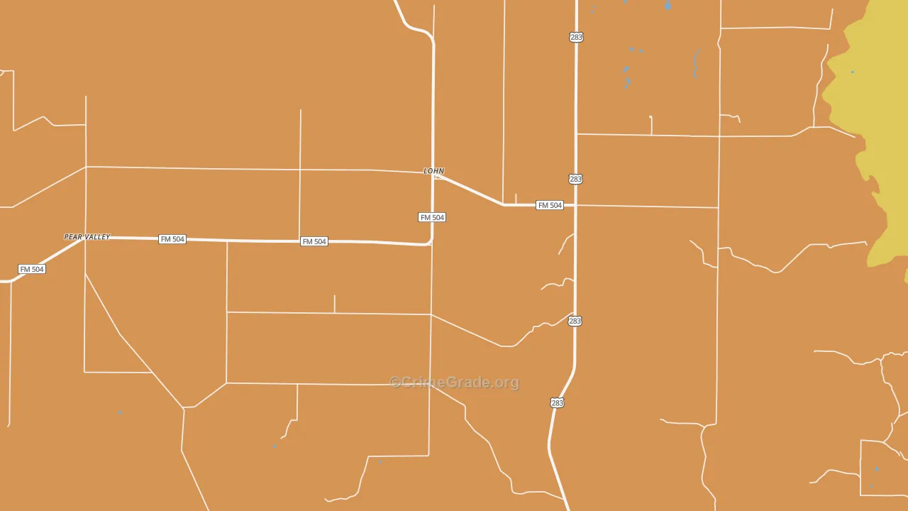 Lohn, TX Map of Burglary Rates