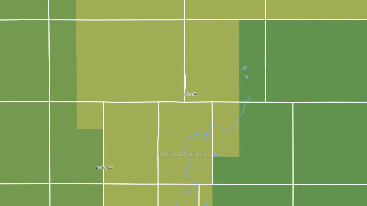 Lohrville, IA Map of Burglary Rates