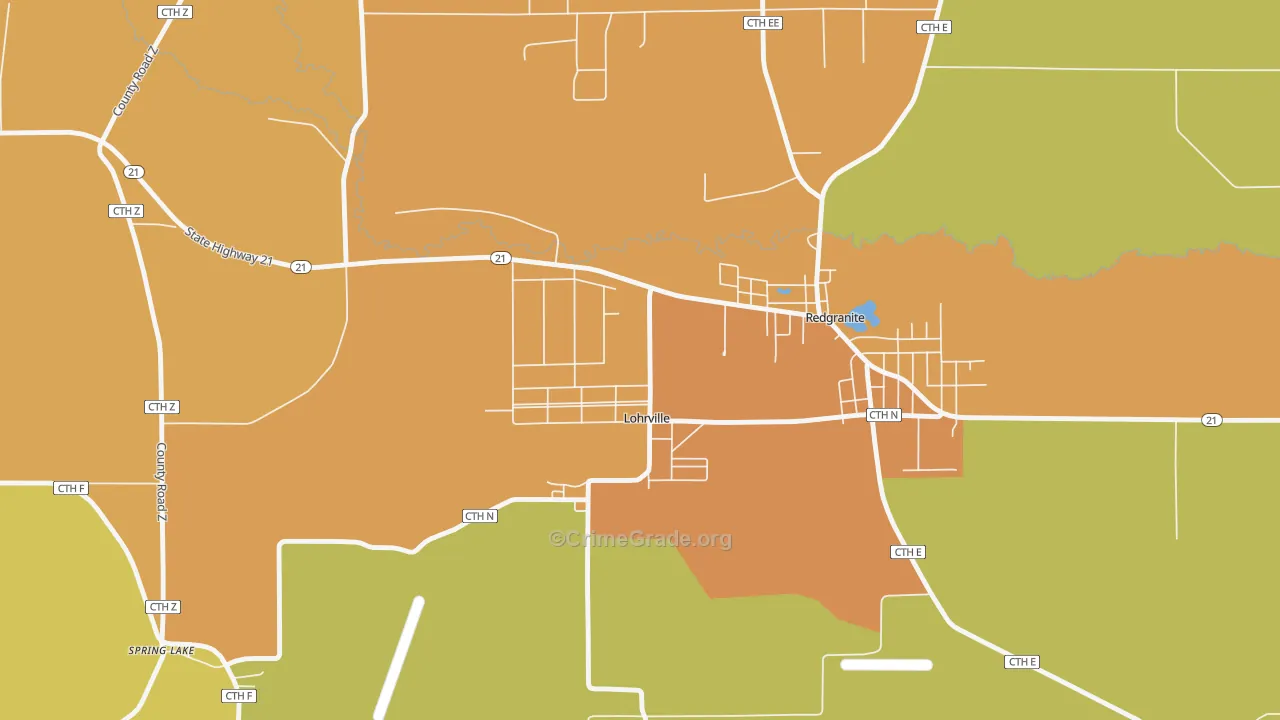 Lohrville, WI Map of Burglary Rates