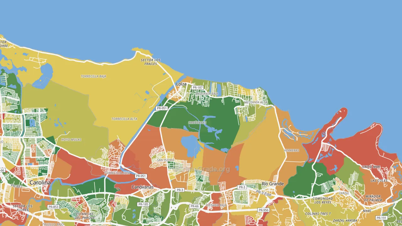 Loiza Municipio, PR Map of Burglary Rates