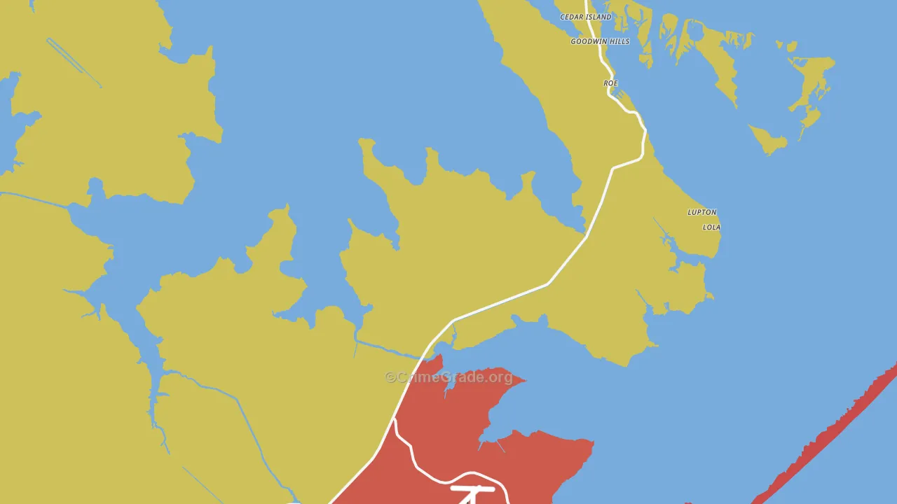 Lola, NC Map of Burglary Rates