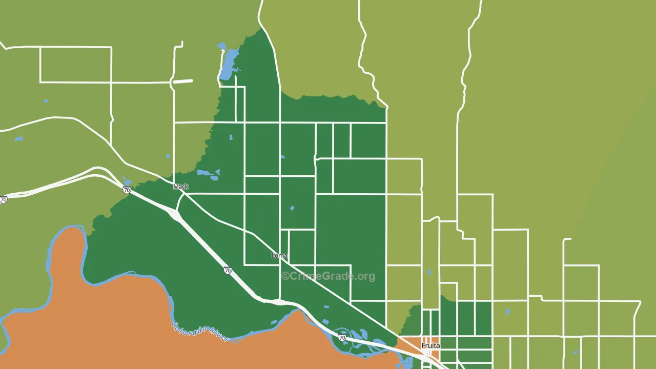 Loma, CO Map of Burglary Rates