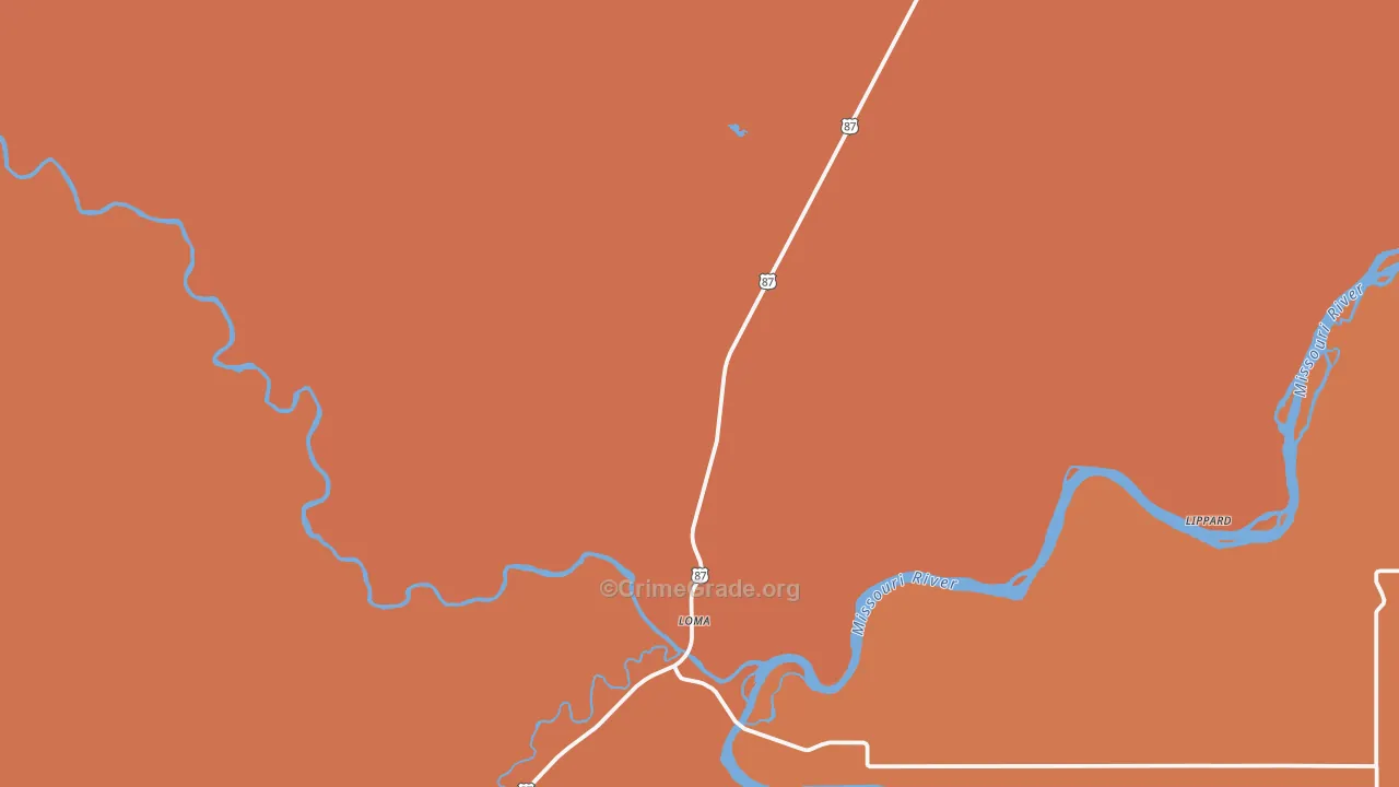 Loma, MT Map of Burglary Rates