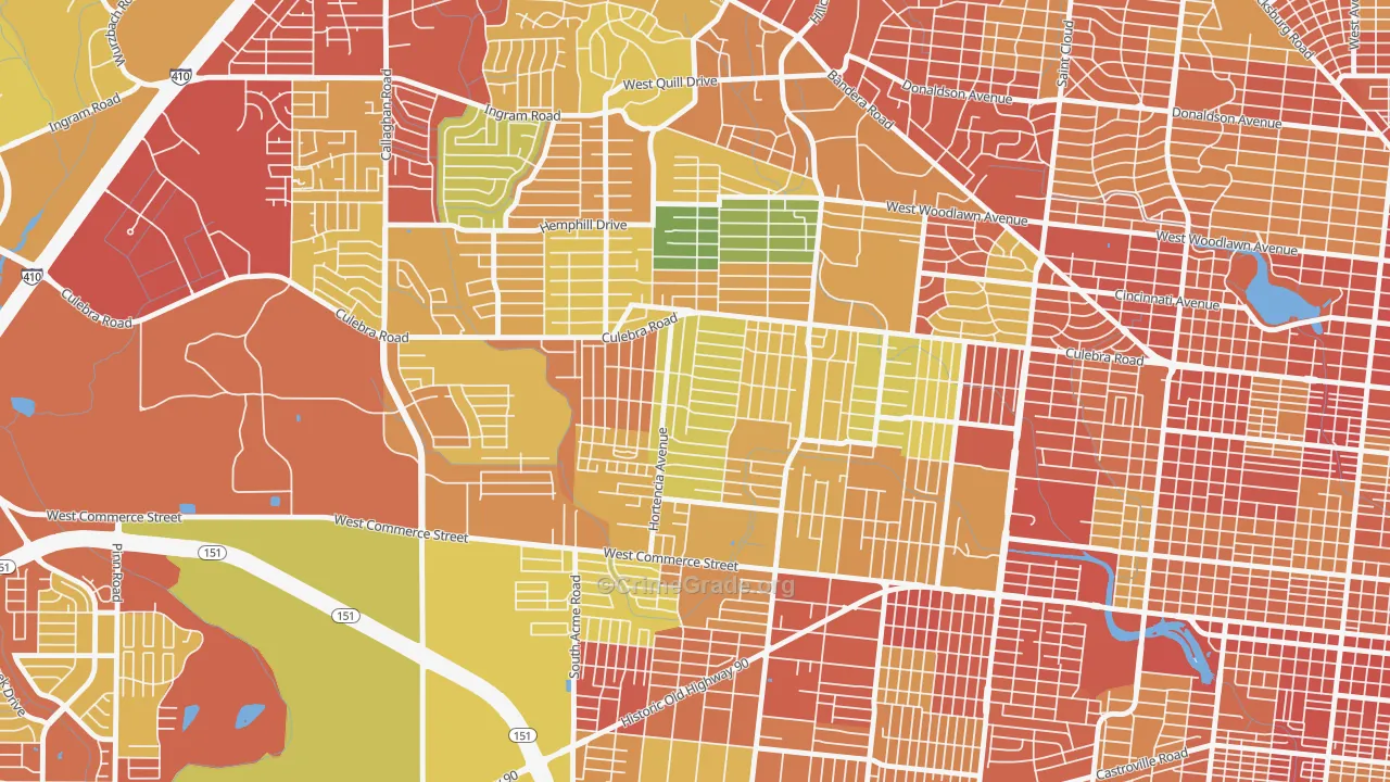 Loma Park, San Antonio, TX Map of Burglary Rates