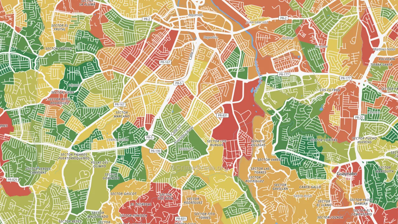 Lomas Verdes, Bayamon, PR Map of Burglary Rates