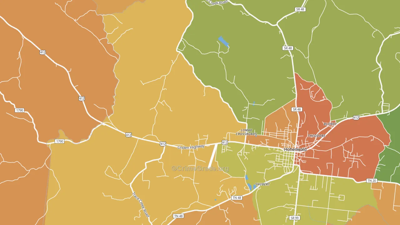 Lomax Crossroads, TN Map of Burglary Rates