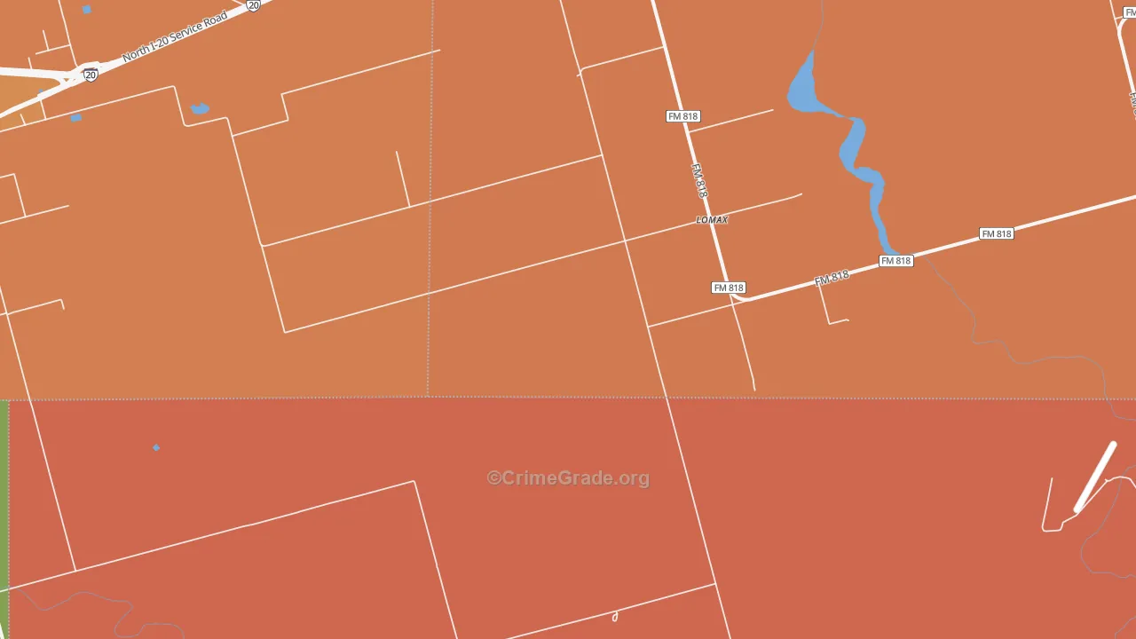 Lomax, TX Map of Burglary Rates