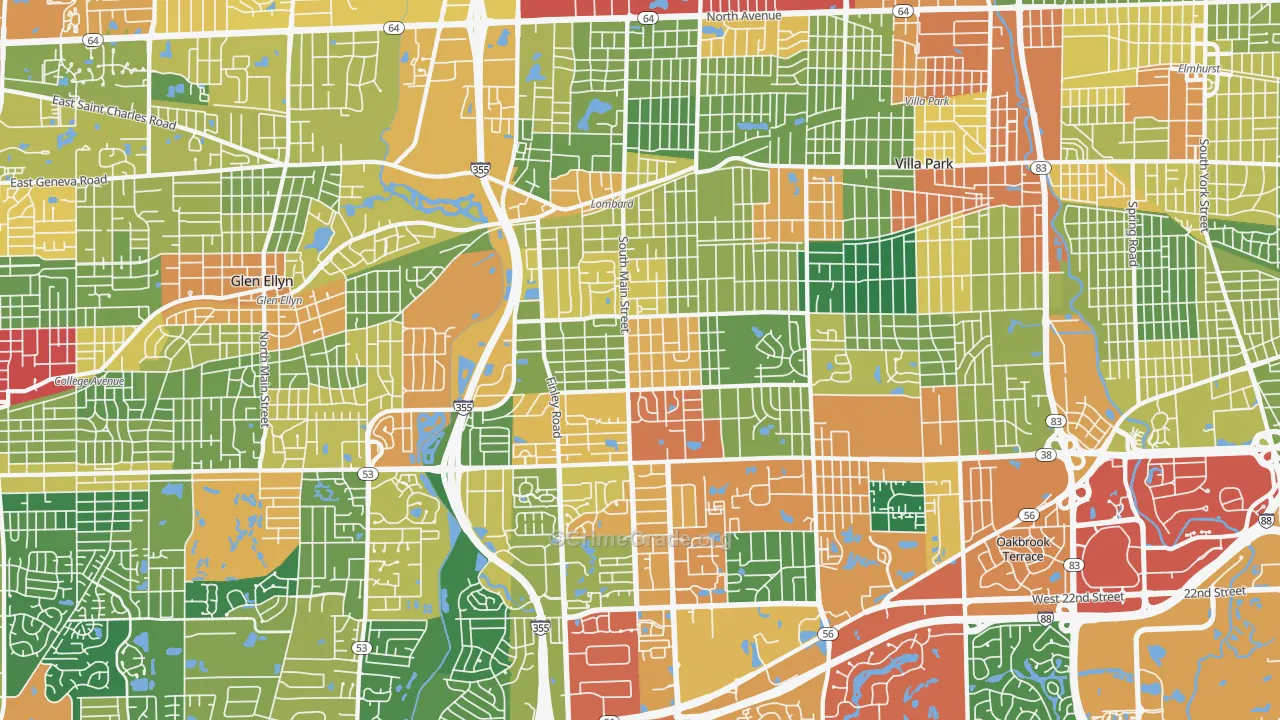Lombard, IL Map of Burglary Rates