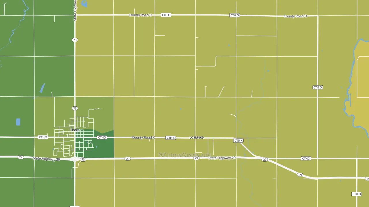 Lombard, WI Map of Burglary Rates