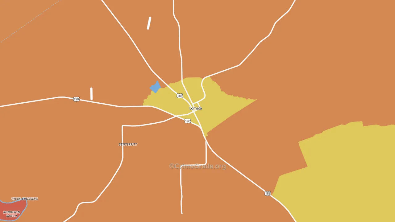 Lometa, TX Map of Burglary Rates