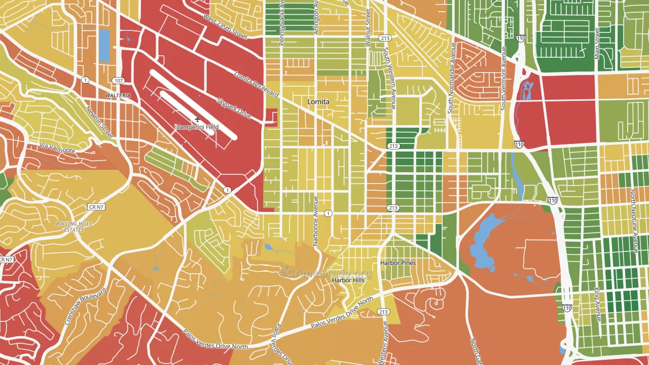 Lomita, CA Map of Burglary Rates