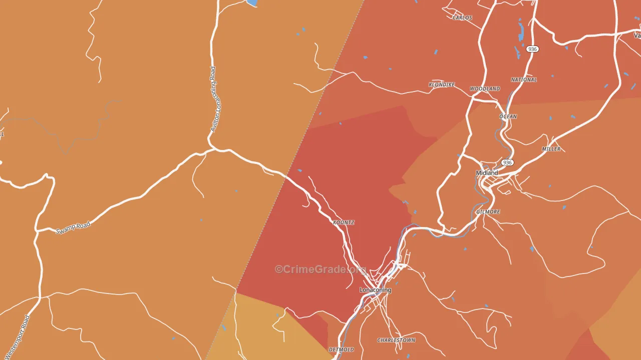 Lonaconing, MD Map of Burglary Rates