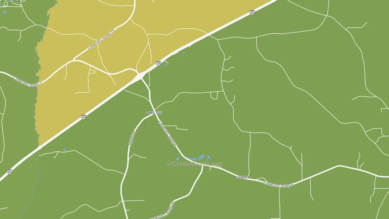 London, AL Map of Burglary Rates