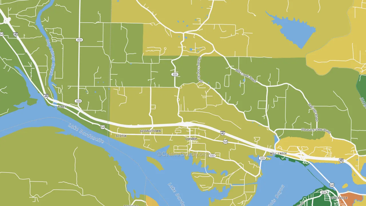London, AR Map of Burglary Rates