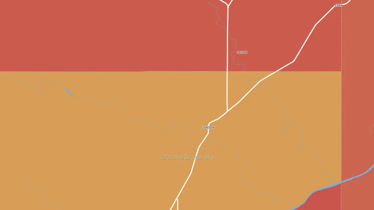 London, TX Map of Burglary Rates