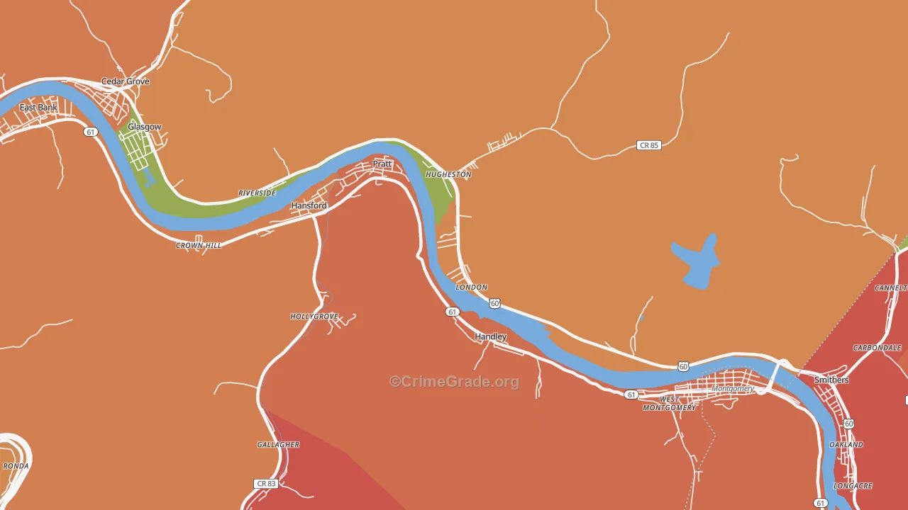 London, WV Map of Burglary Rates