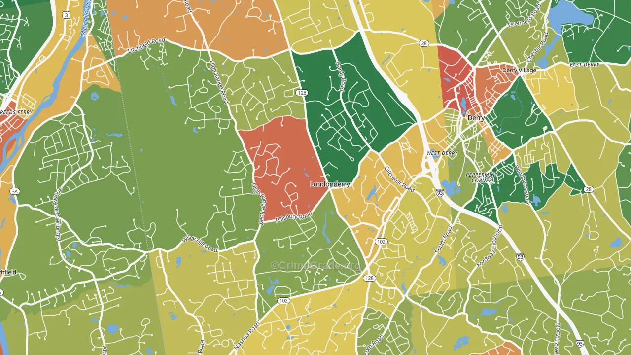 Londonderry, NH Map of Burglary Rates