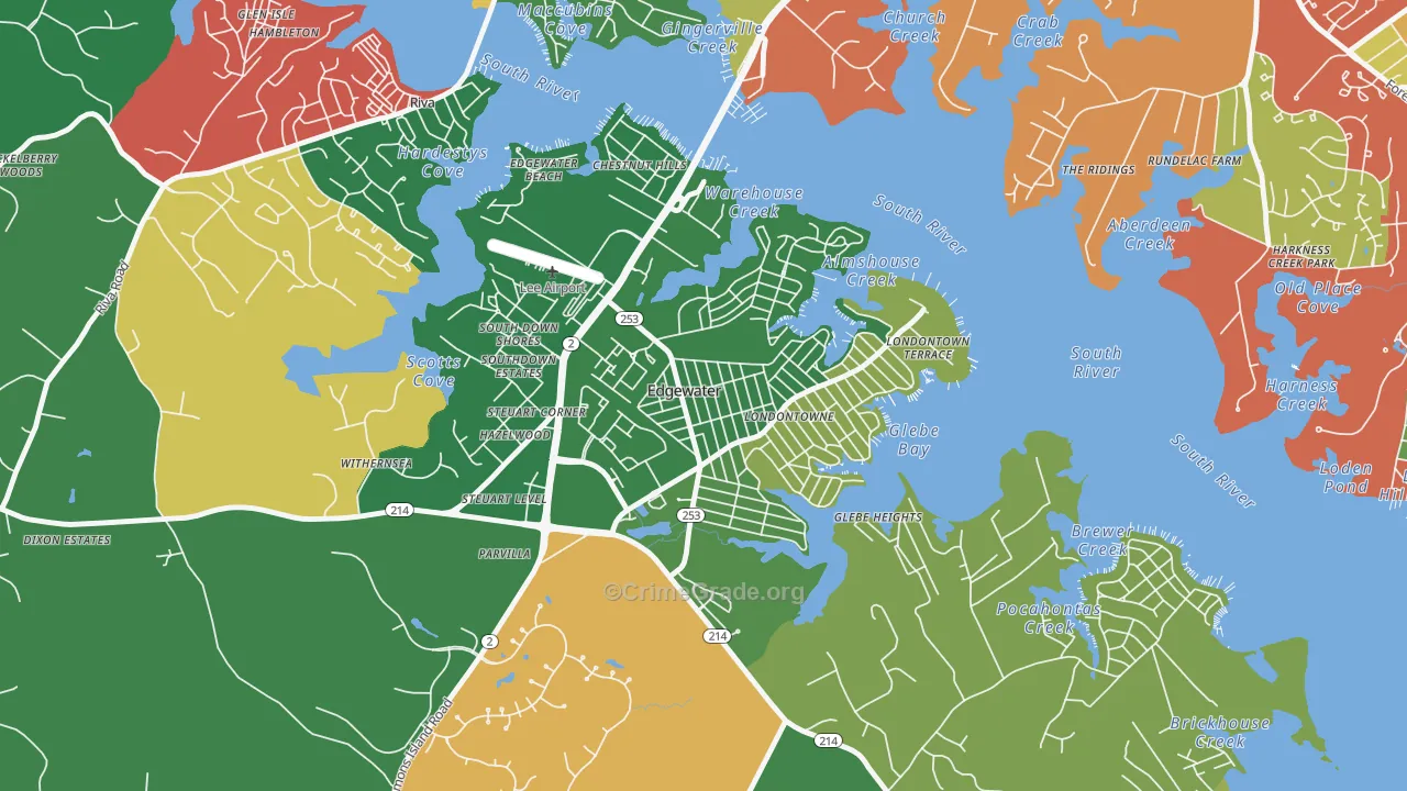 Londontowne, Edgewater, MD Map of Burglary Rates